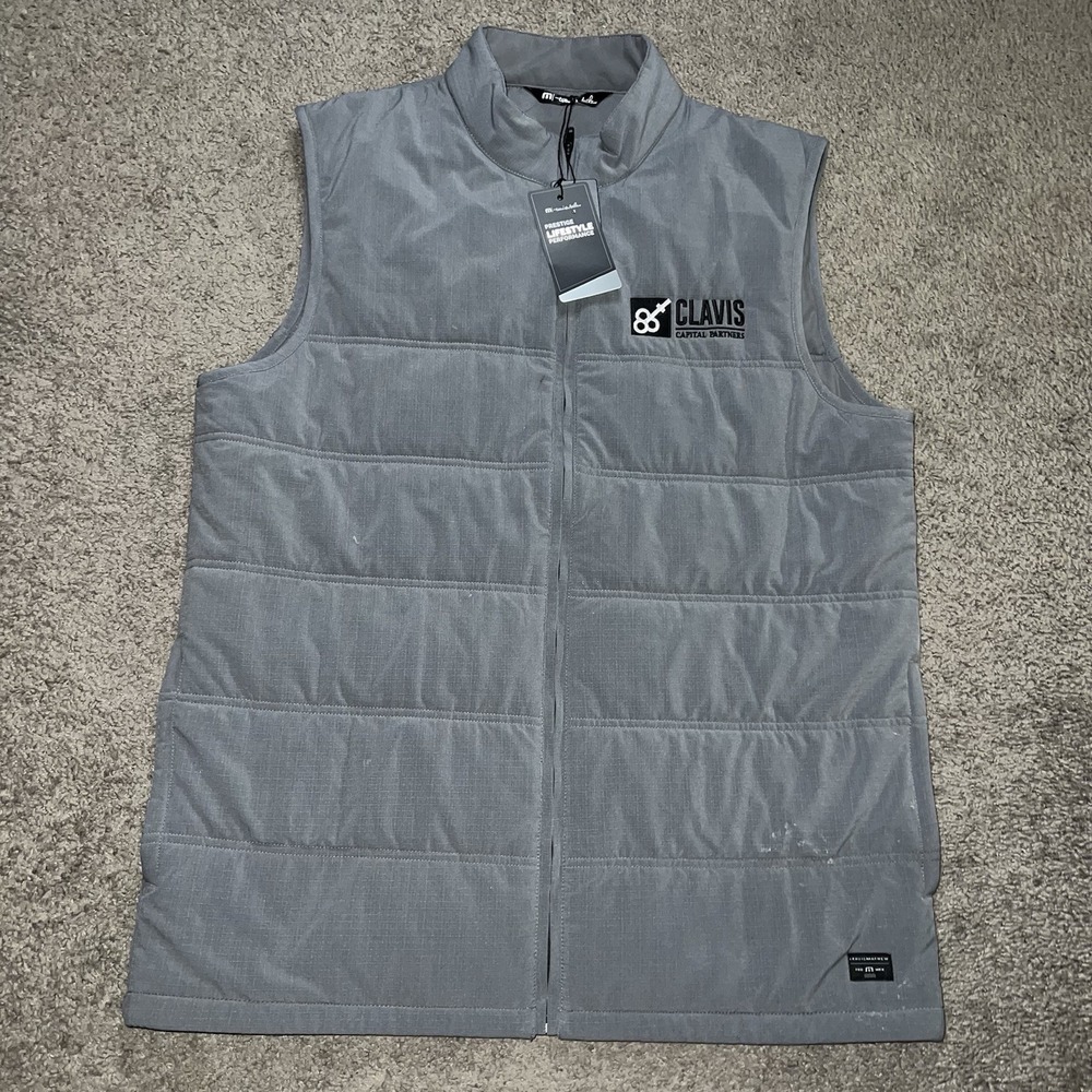 Travis Mathew Cold Bay Vest Mens Large Gray Quilted Softshell TM1MW453 NWT
